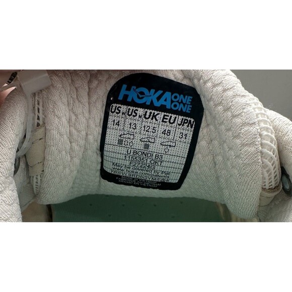 HOKA U Bondi B3 Oat Milk W 14/M 13 Sneaker Cushioned Mesh Activewear Casual Run - Picture 9 of 12